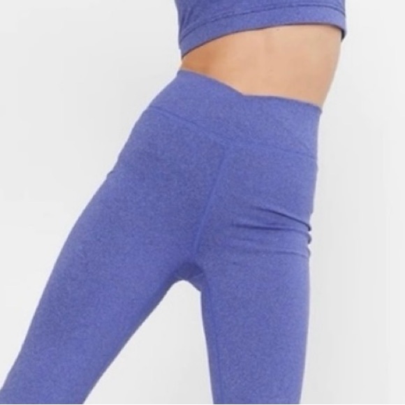 GAP Fit Teen Girl’s Crossover High Rise Leggings Pants Blue Purple Stretch 12 - Picture 1 of 11